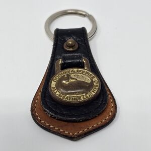 Dooney & Bourke Black and Brown Leather Key Chain - Vintage